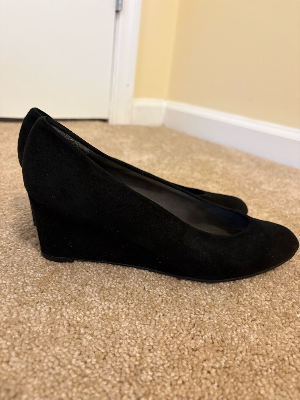 Stuart Weitzman Black Suede Wedge Pumps